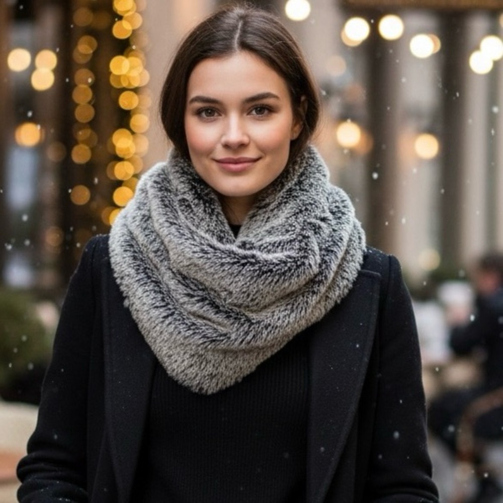 Infinity two shade grey scarf, soft, silky feel, excellent condition, OS